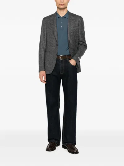 Canali Knit Polo Shirt In Black