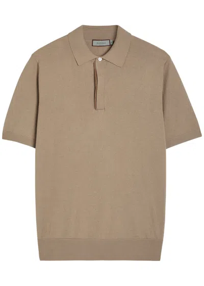 Canali Knit Polo Shirt In Brown
