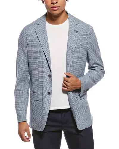 Canali Knit Textured Blazer In Blue