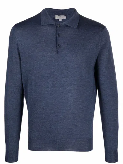 Canali Knitted Button Sweatshirt In Blue