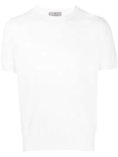 Canali Short Sleeve Cotton Jumper In Weiss