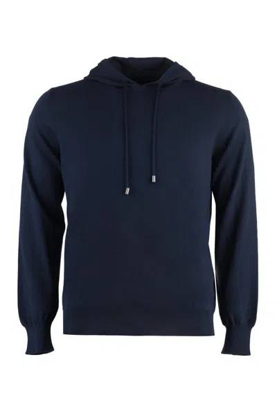 Canali Knitted Hoodie In Blue