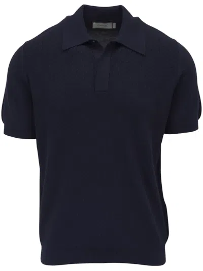 Canali Knitted Polo Shirt In Blau