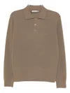 Canali Knitted Polo Shirt In Brown