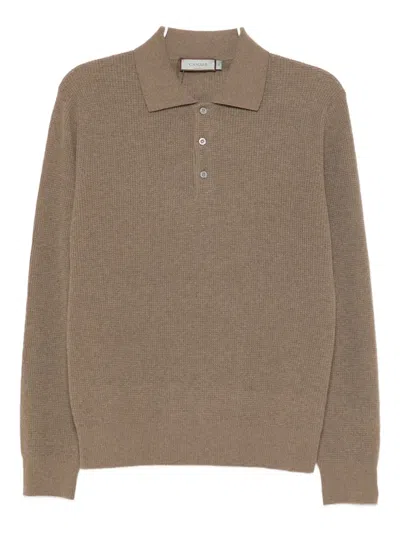 Canali Knitted Polo Shirt In Brown