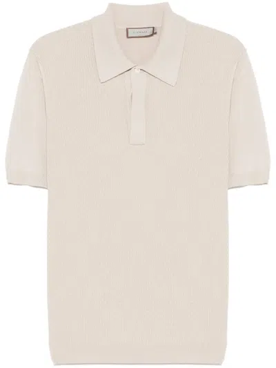 Canali Knitted Polo Shirt In Neutrals