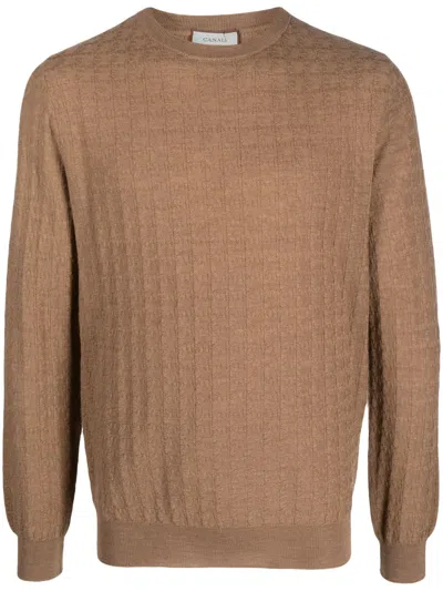 Canali Knitted Wool Jumper In Brown