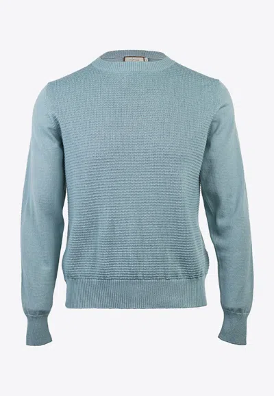 Canali Knitted Wool Sweater In Blue