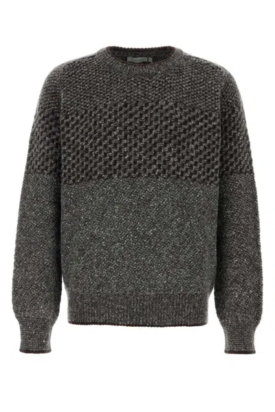 Canali Embroidered Wool Blend Sweater In Gray