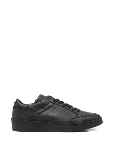 Canali Lace-up Leather Sneakers In Black