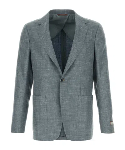 Canali Lapel Long-sleeved Suit Jacket In Gray