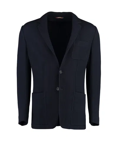 Canali Lapel Long-sleeved Suit Jacket In Black