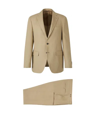 Canali Lapel Long-sleeved Suit Set In Nude