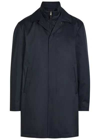 Canali Layered Woven Coat In Blue