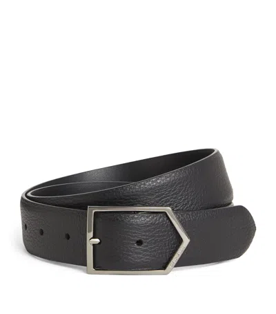 Canali Leather Arrow Belt In Black