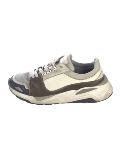 Pre-owned Canali Leather Athletic Sneakers In Neutrals