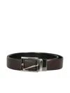 Canali Calf Leather Belt With Textured Finish In Black