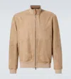 Canali Ultrasoft Suede Bomber Jacket In 701