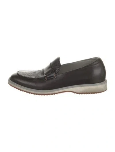 Pre-owned Canali Leather Dress Loafers In Black