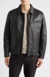 Canali Leather Jacket In Black