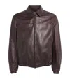 Canali Leather Jacket In Brown