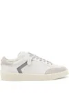 Canali White And Grey Leather Sneakers In White