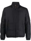 Canali Leather-trimmed Padded Quilted Shell Jacket In Blue