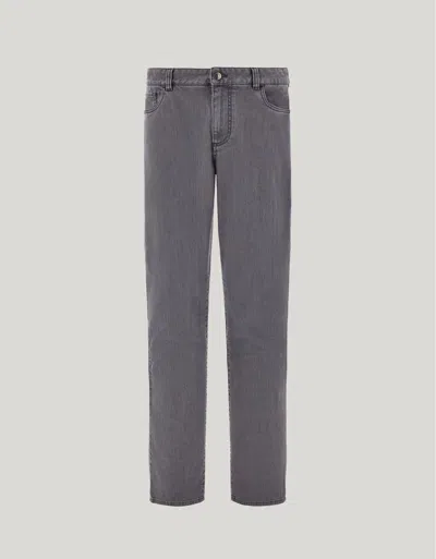 Canali Levante Light Gray Five Pocket Regular Fit Stretch Denim Pants