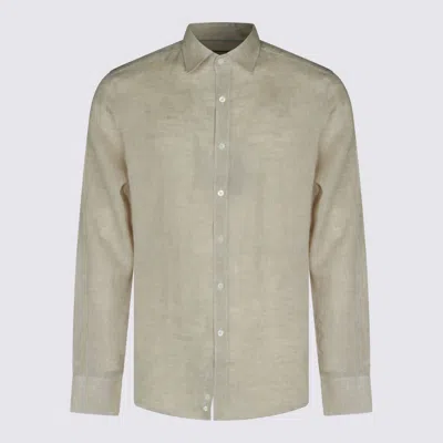 Canali Light Beige Linen Shirt In Gray