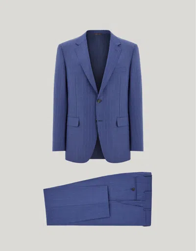 Canali Light Blue 150's Wool And Silk Regular-fit Suit With Pinstripes