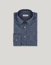 Canali Light Blue And Blue Casual Printed Cotton And Lyocell Shirt In Blue