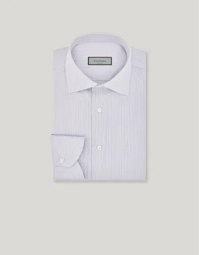 Canali Light Blue And Blue Check Regular-fit Shirt In Cotton In Multi