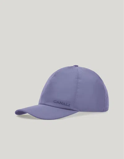 Canali Light Blue Baseball Cap In Technical Fabric With Embroidered Logo