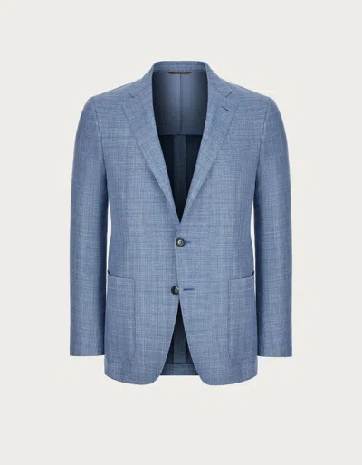 Canali Light Blue Kei Blazer In Wool, Silk And Linen