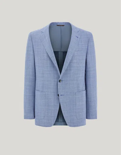 Canali Light Blue Kei Blazer In Wool, Silk And Linen