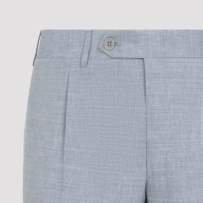 Canali Light Blue Linen And Wool Suit