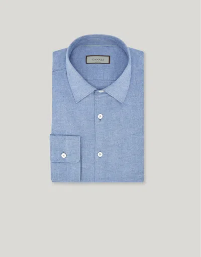 Canali Light Blue Melange Cotton And Lyocell Regular-fit Shirt