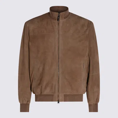 CANALI LIGHT BROWN LEATHER JACKET