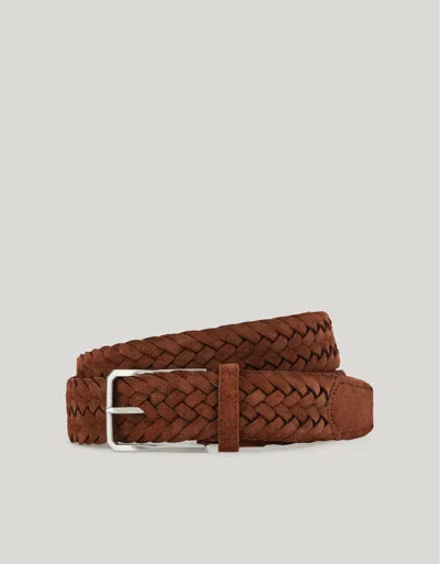 Canali Light Brown Woven Suede Belt