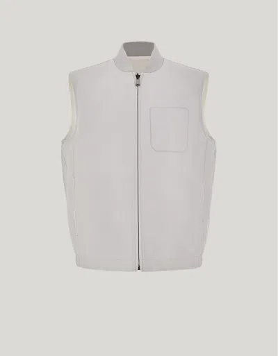 Canali Light Gray Linen And Silk Reversible Vest