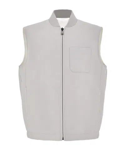 Canali Light Gray Linen And Silk Reversible Vest