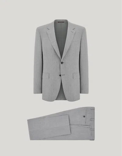 Canali Light Gray Wool Flannel Single-breasted Regular-fit Suit