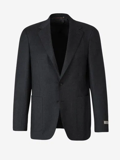 Canali Light Wool Blazer In Black