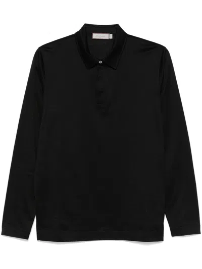 Canali Lightweight-jersey Polo Shirt In Black
