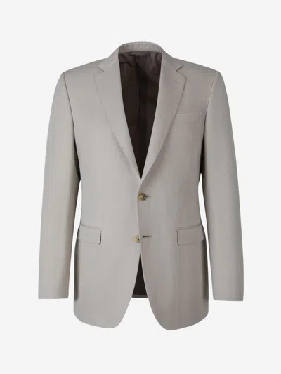 Canali Linen And Silk Blazer In Beige