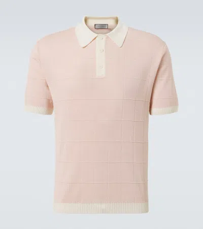 Canali Linen And Silk Polo Shirt In Neutral