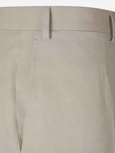 Canali Linen And Silk Trousers In Beige