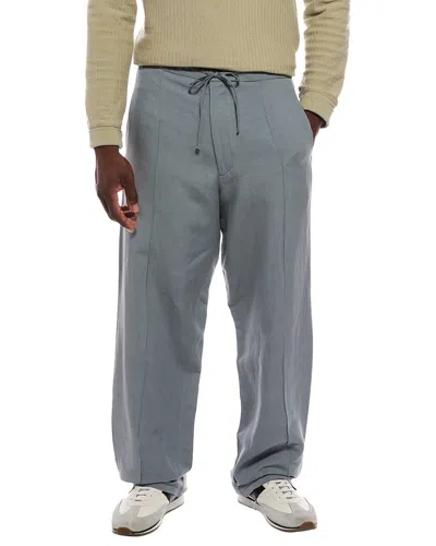 Canali Linen & Silk-blend Formal Pant In Blue