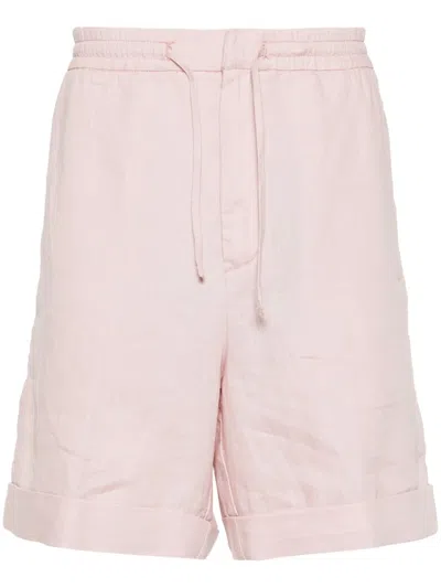 Canali Linen Bermuda Shorts In Pink