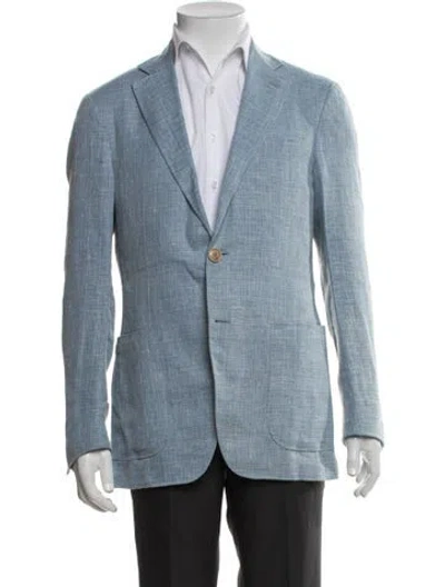 Pre-owned Canali Linen Blazer In Blue